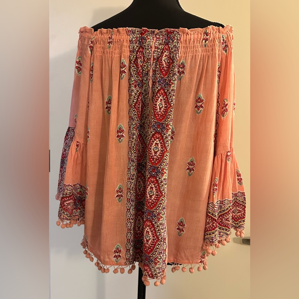 RAGA Boho Blouse with Pom Pom Trim. Size L - Picture 6 of 10